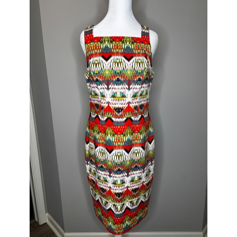 Maggy London Women's Abstract Sheath Dress Sleeveless Colorful‎ Size 8